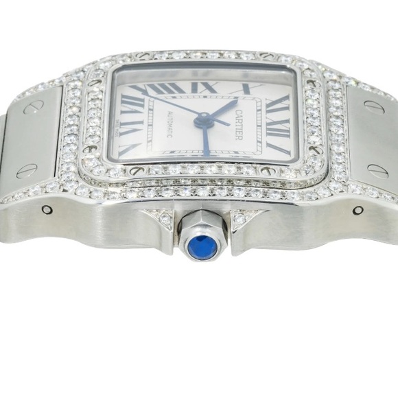 Cartier Silver and White Diamond-Accented Watch 32mm Santos Galbee XL - Picture 3 of 3